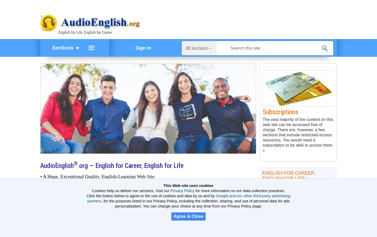 AudioEnglish.org 页面快照